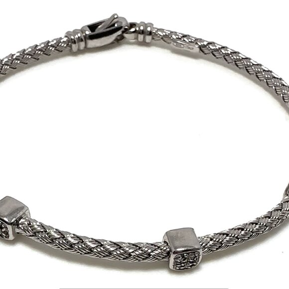 3 DIAMOND STATION BRAIDED BRACELET, ROSE GOLD, STERLING SILVER (.925) BASE - Picture 12 of 12